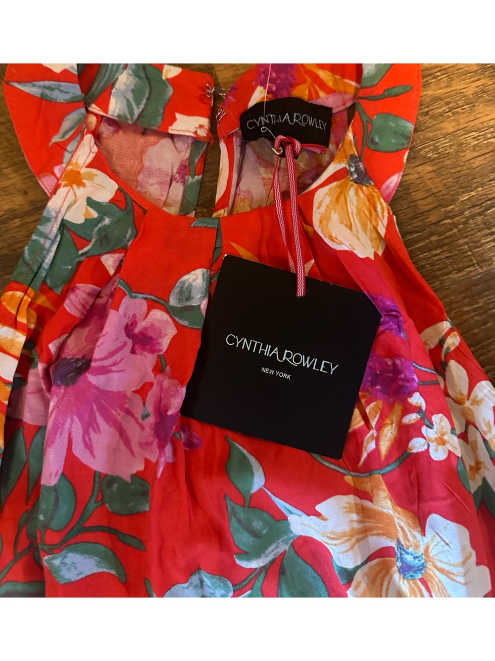 Cynthia Rowley Red Floral Halter Top